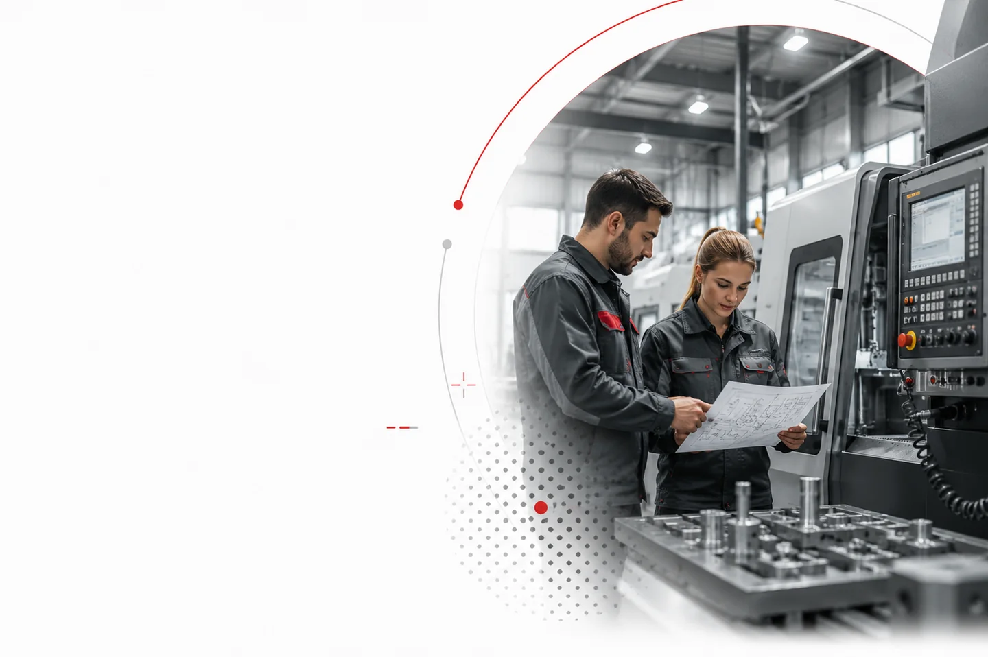 Usel Makina fabrikasında CNC tezgahı başında iki mühendis