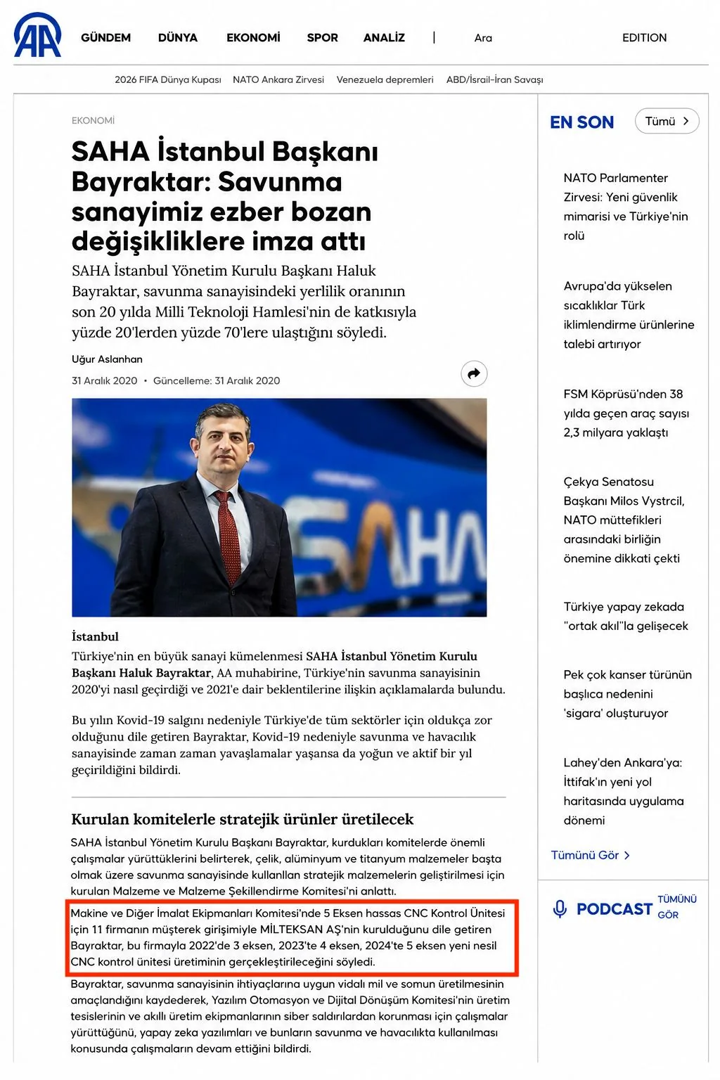 USEL Makina basın yansıması