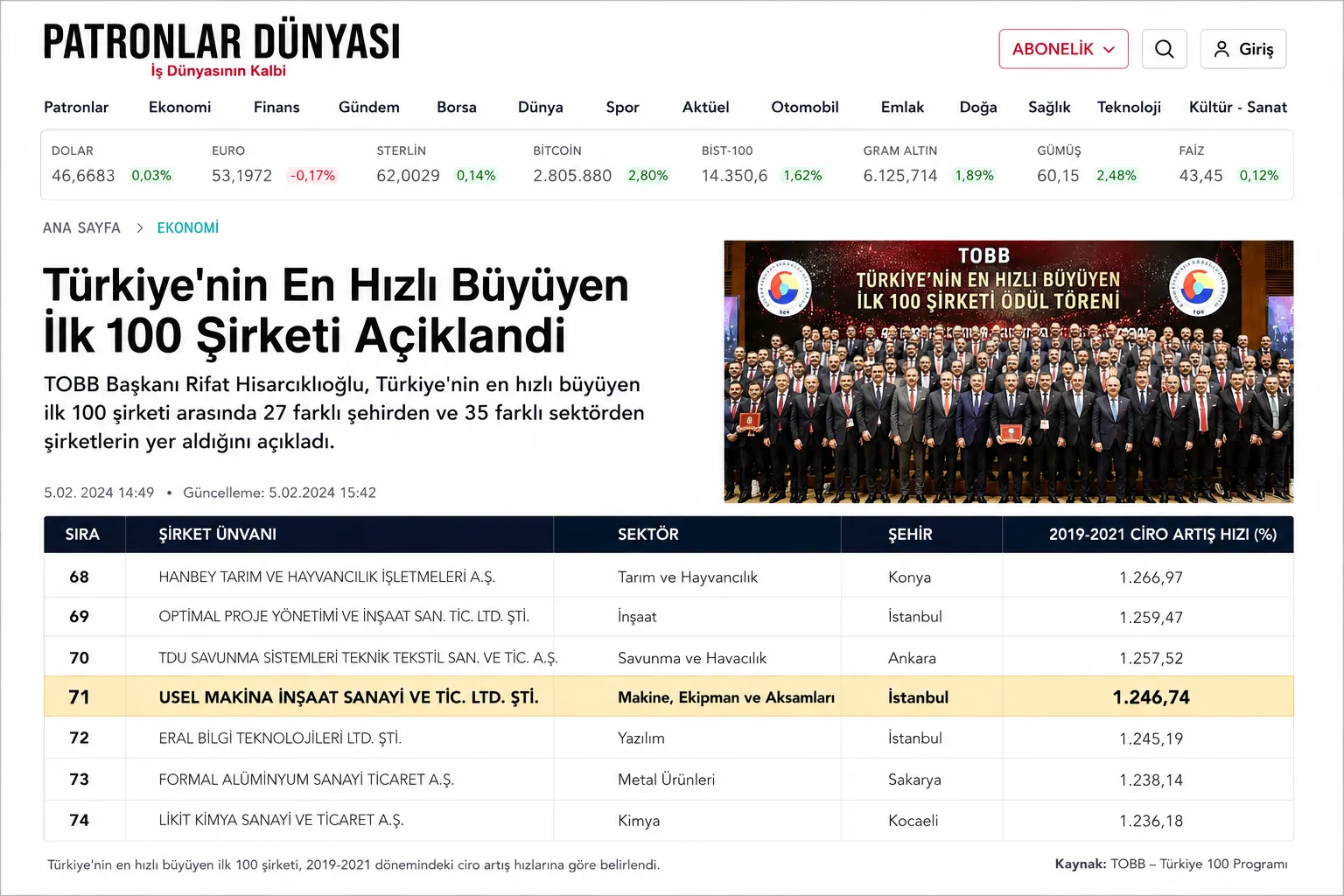 USEL Makina basın yansıması