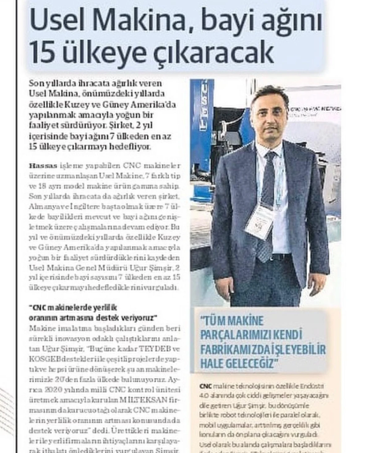 USEL Makina basın yansıması