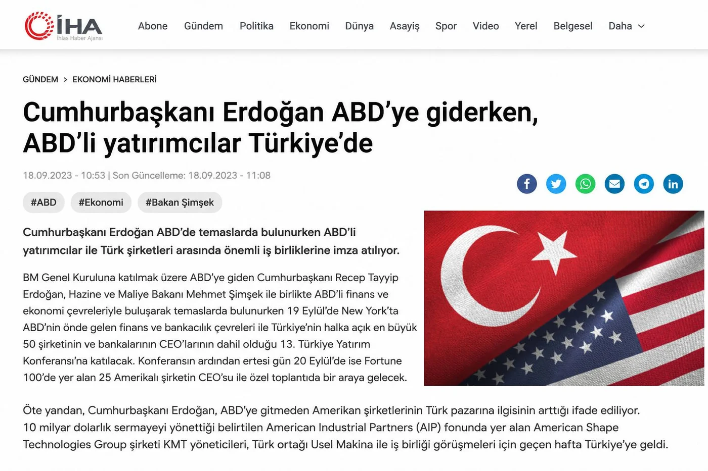 USEL Makina basın yansıması