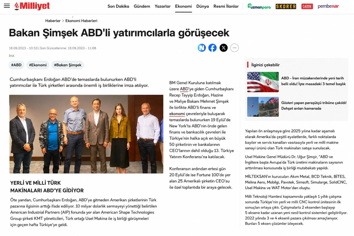 USEL Makina basın yansıması